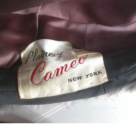 Vintage 1960s Claire of Cameo Paris Chinchilla Fur Pillbox Beret Hat Mod Winter main image 5
